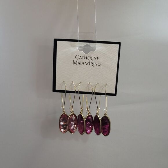 BRAND NEW  CATHERINE MALANDRINO 3-PACK STATEMENT GEMSTONE DROP EARRINGS - Picture 3 of 12